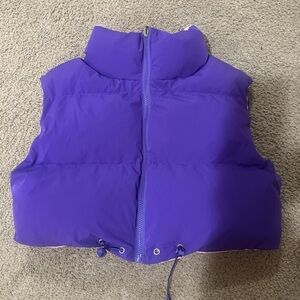 purple puffer coat worn once